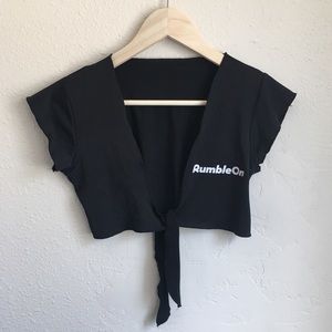 Black “RumbleOn” tie crop top